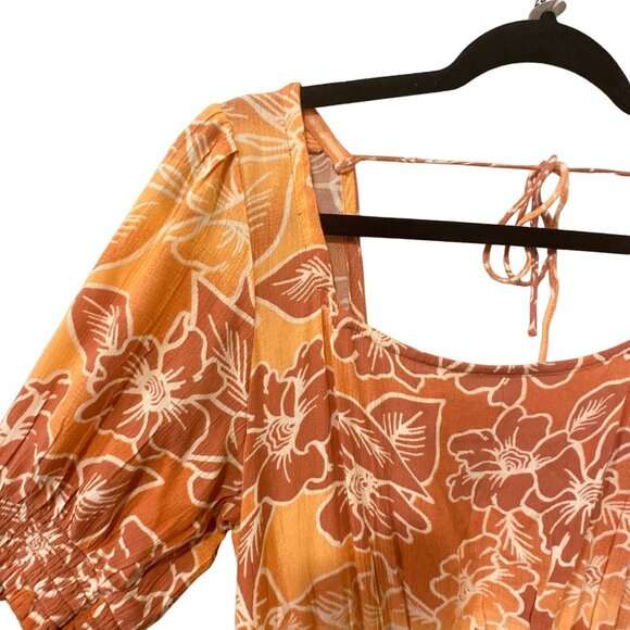 NWT Roxy Papaya Punch Palmy Breeze Orange Cut - Out Back Midi Dress, size Large - Picture 8 of 9